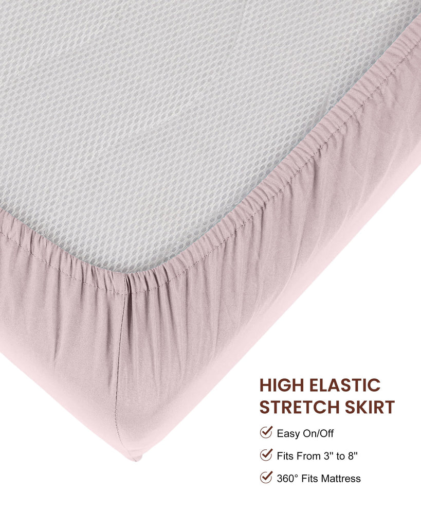 Fitted Baby Crib Sheets, 4 Pack, 52x28 in, Strawberry Pink
