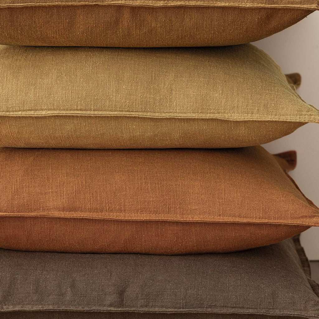 Linen Solid Decorative Throw Pillow Covers 20x20 Autumn Orange