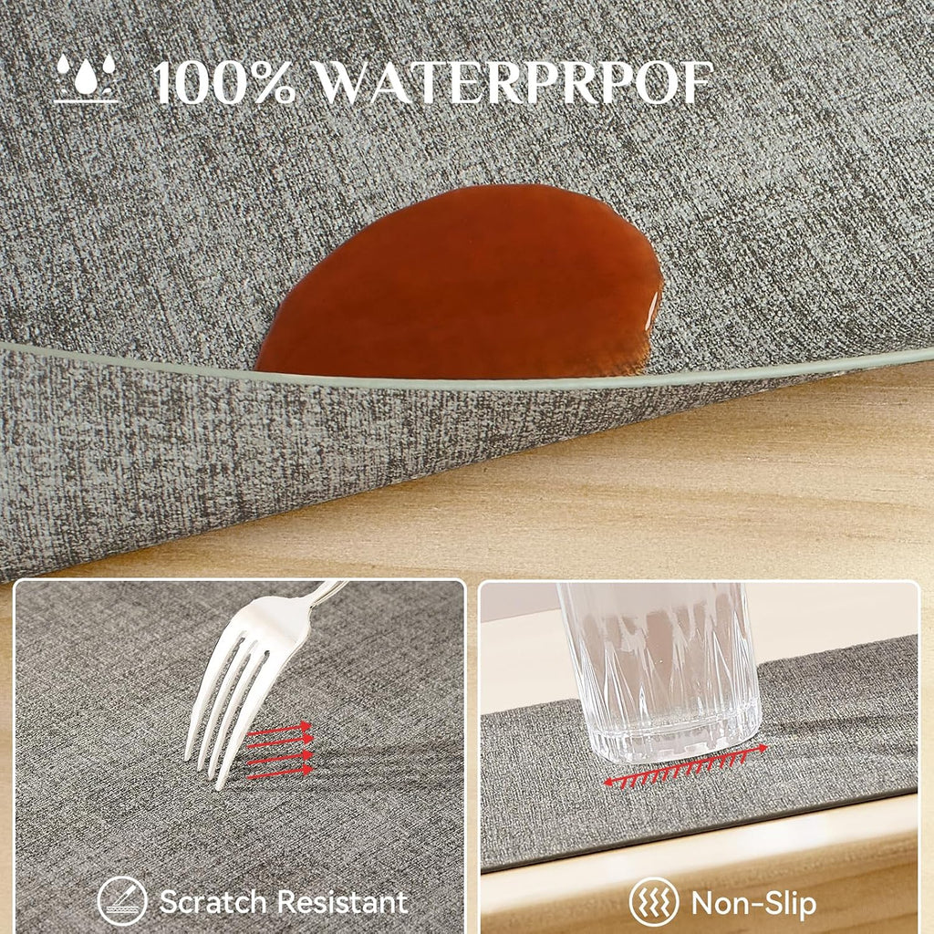 Vinyl Placemats - Faux Leather Heat Resistant Place Mats, 100% Waterproof Oilproof Wipe Clean Table Mats - Set of 4
