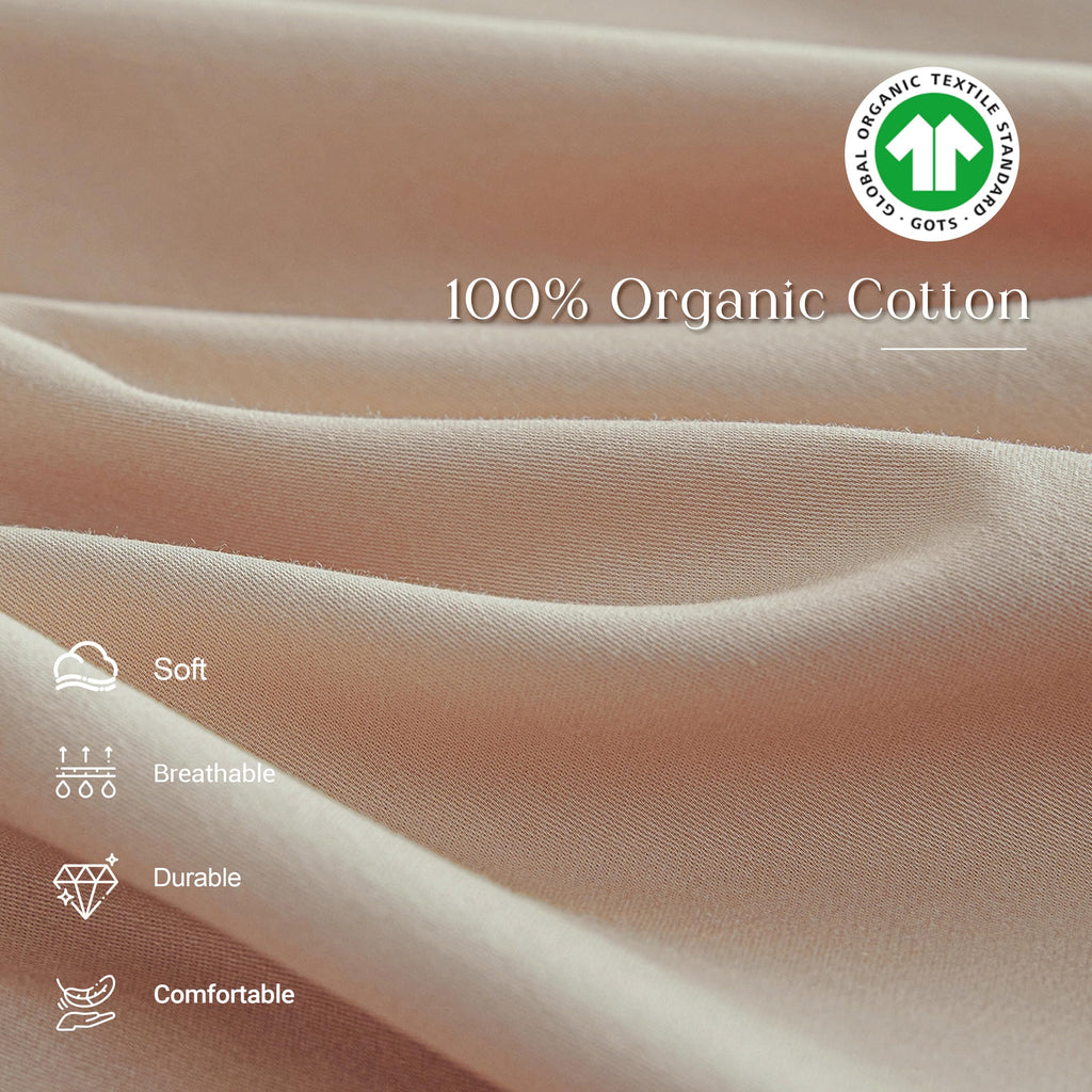 100% Organic Cotton Sheet Set, Long Ruffle Bed Sheets (1 Flat Sheet, 1 Fitted Sheet and 2 Pillowcases) Elegant Shabby