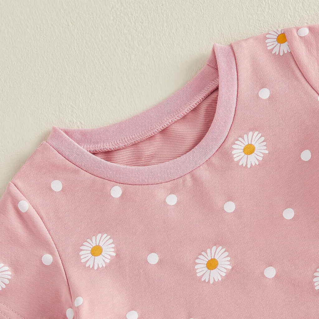 Baby Girl Summer Clothes Short Sleeve Shirt Elastic Waist Shorts Newborn Infant Outfits Cute Daisy Outfit