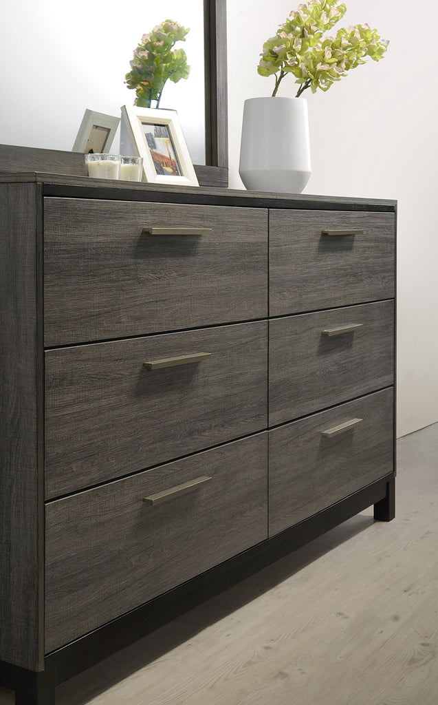 Ioana 187 Antique Grey Finish Wood Dresser and Mirror, Dresser