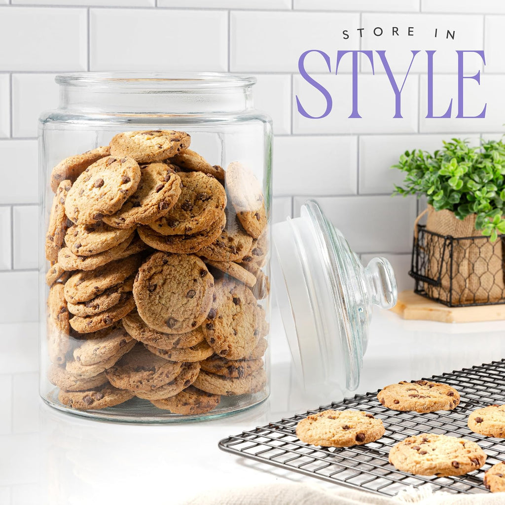 1.5 Gallon Glass Cookie Jar - Tall Food Storage Container with Airtight Lid - Large Kitchen Canister for Sugar