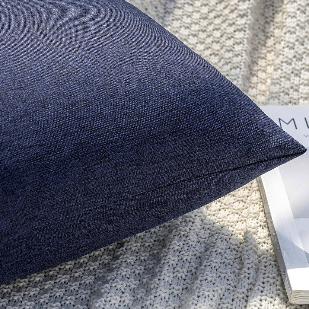 Pack of 2 Decorative Outdoor Solid Waterproof Throw Pillow Covers Faux Linen Garden Farmhouse Cushion Cases for
