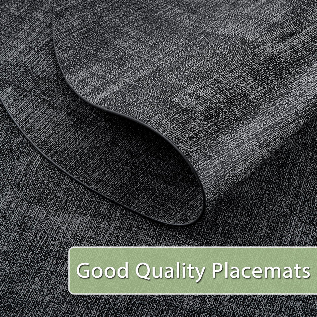 Faux Leather Oval Placemats Set of 4, Charcoal