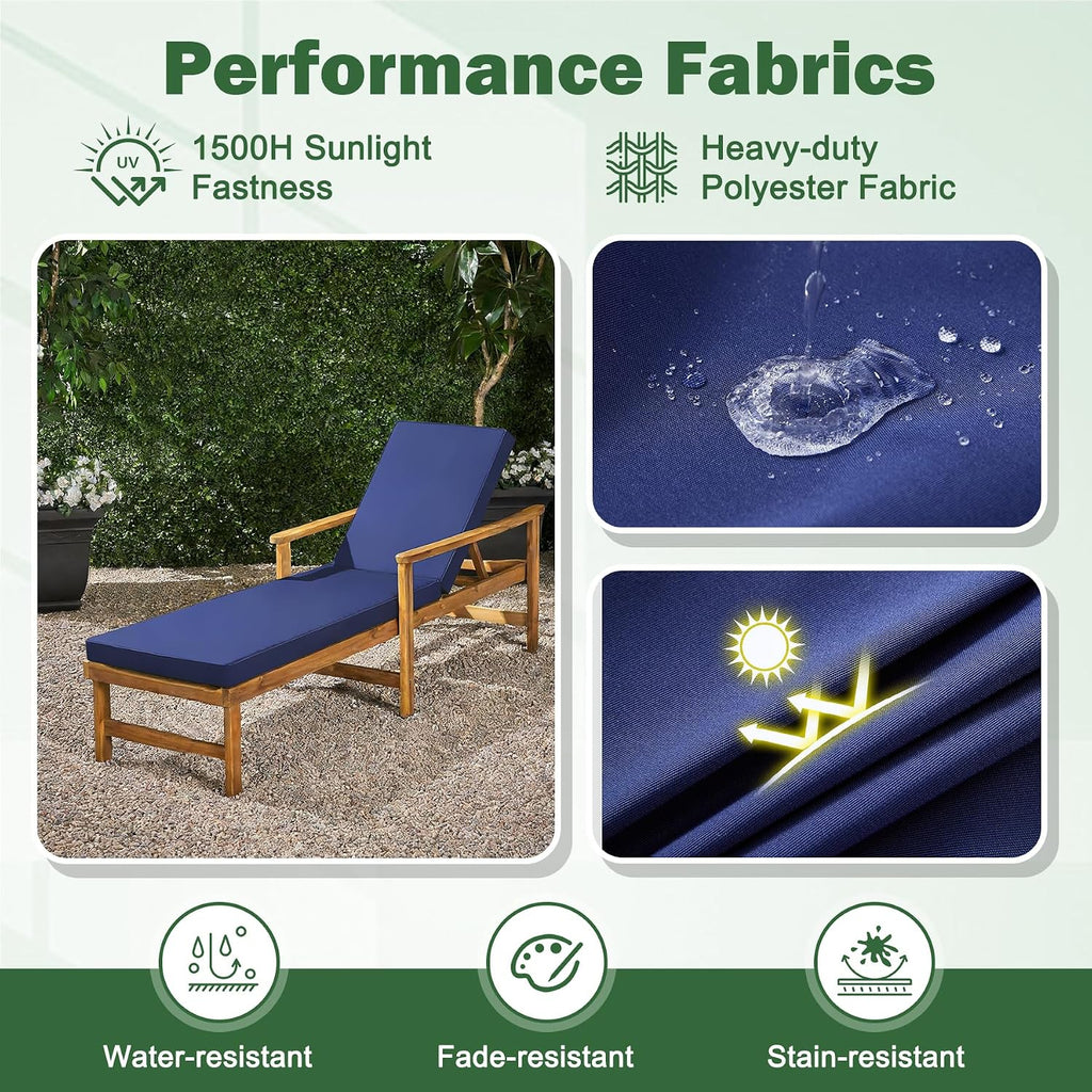 Chaise Lounge Cushions Outdoor, 72x 21x 3 Inch Waterproof & Fade-Resistant Lounge Chair Cushion, Outdoor Chaise