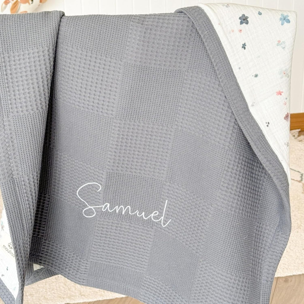 Blanket with Name - 100% Organic Cotton Newborn Gift | Custom Knit Blanket for Boys, Girls, Kids & Baby Showers