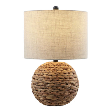 Camilo Coastal Woven Rattan Globe Table Lamp 21.5", Brown