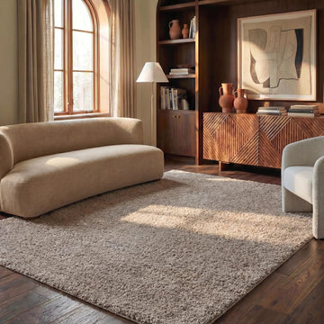 Area Rug 8x10 - Athens Shag Collection - Large - Beige, Non-Shedding & Easy to Clean, Ideal, Dining Space (SGA119G)