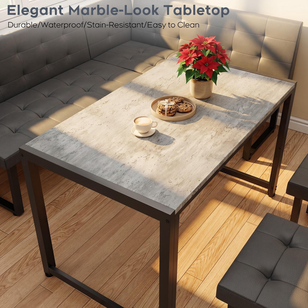 Corner Dining Table Set with Upholstered Banquette