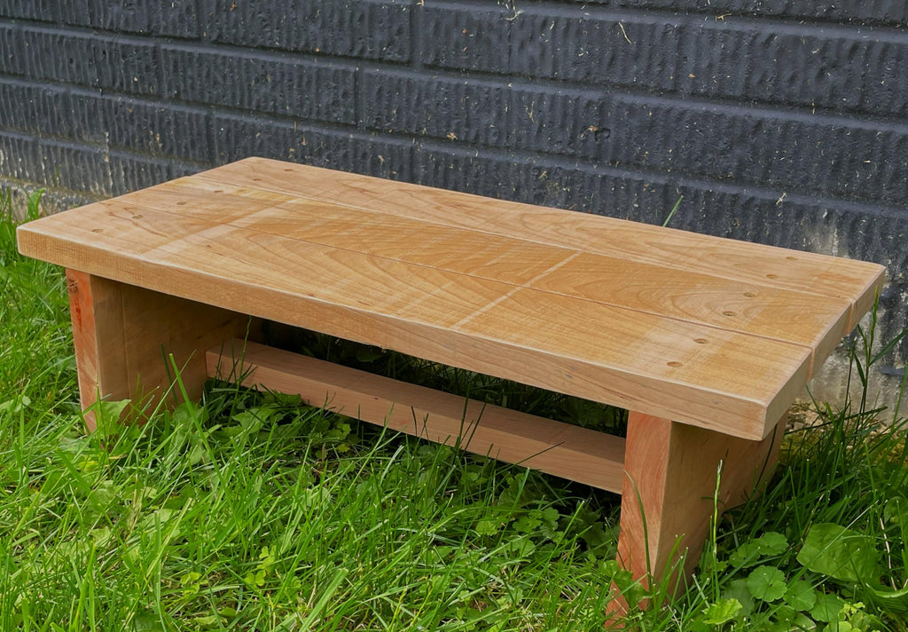 Classic Amish Reclaimed Wood Step Sitting Stool Footstool Deck Patio Door Platform, Indoor Outdoor. Natural, Rustic