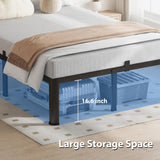 18 Inch Full Bed Frame, 3500Lbs Heavy Duty Metal Platform with Round Corner Legs Mattress Slide Stopper