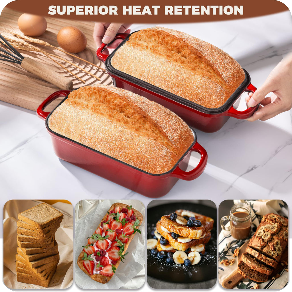 Cast Iron Loaf Pan with Lid, 9x5" Loaf Pans made Bread