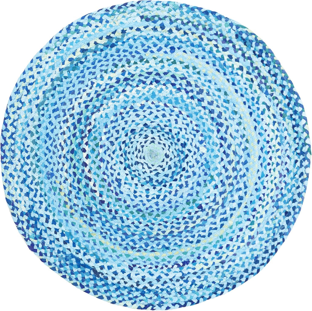 Braided Cotton Oval Rug 3'x5', Farmhouse Turquoise BRD452K