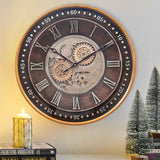 CLXEAST 24 Inch Wall Clock with Moving Gears,Oversized Large Industrial Steampunk Clock