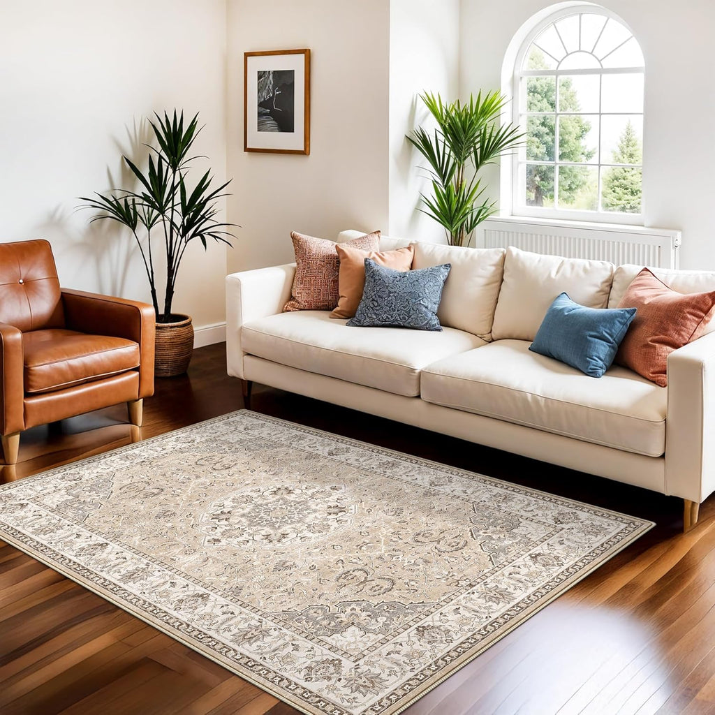 3x5 Living Room Area Rugs: Vintage Washable Non-Slip Rug