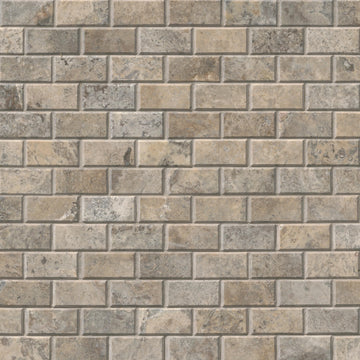 Travertine Mosaic Tile | Silver Travertine and Beveled | 12" x 12"