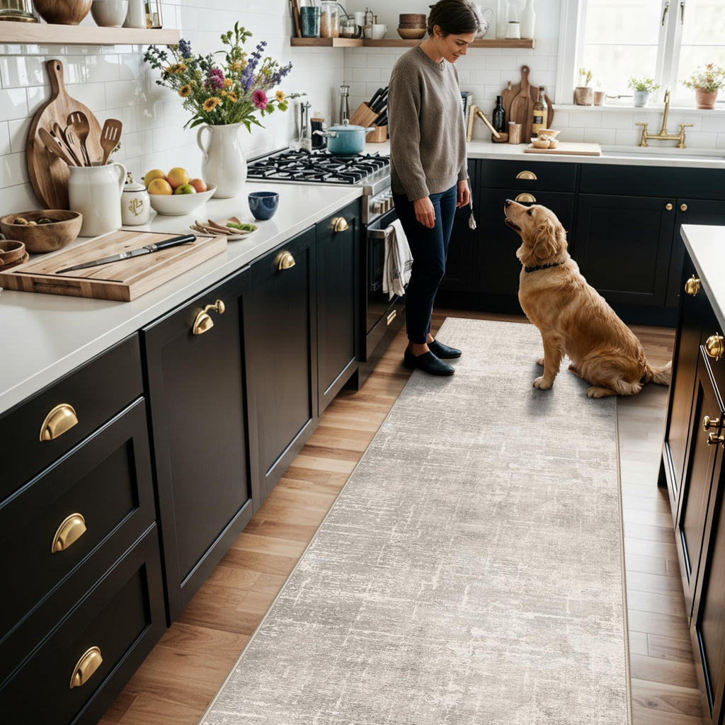 Hallway 2x8 Washable Runner Rug: Abstract Stain Resistant Entryway Kitchen Area Rugs Farmhouse Soft Bathroom Bedroom
