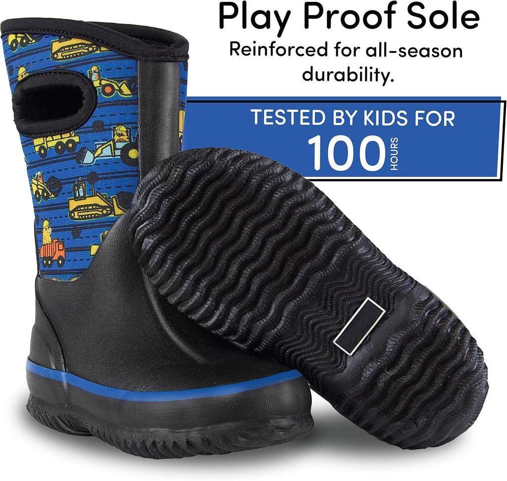 Insulating Kids Muck Boots with Pull-On Design for Boys and Girls