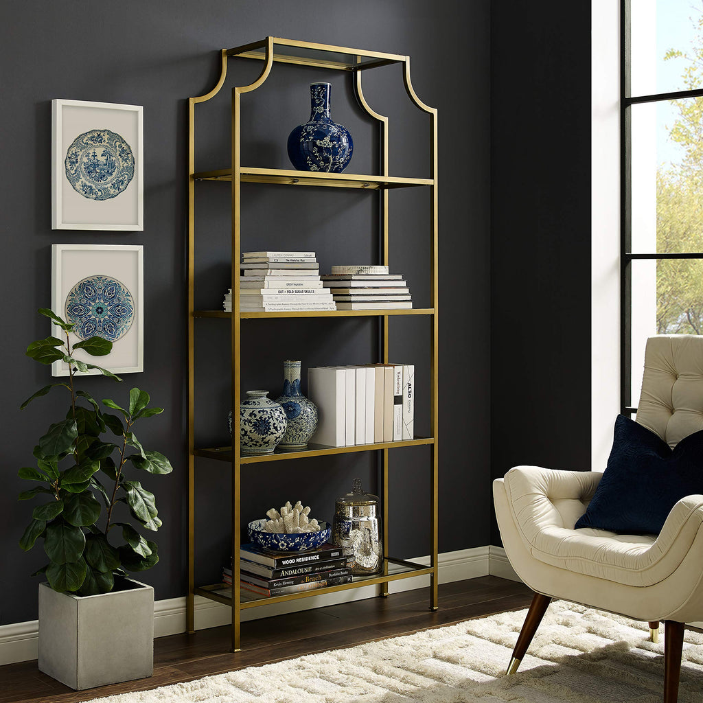 Aimee Bookshelf, Glass Shelves