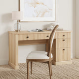 Fluted Home Office Desk Storage, 54 in Modern Executive Desk with Charging Station