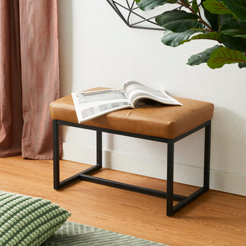 Ottoman Bench, Modern PU Leather Vanity Stools Chairs with Metal Frame, Makeup Stool Padded Foot Rest Stool Vanity