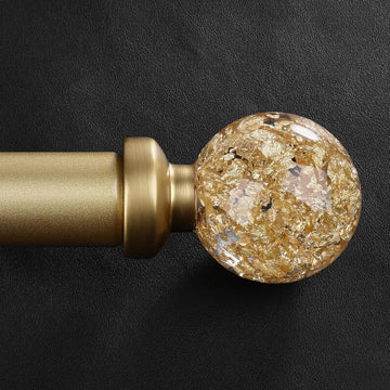 Gold Curtain Rods for Windows 28 to 48 Inch, 1'' Heavy Duty Adjustable Drapery Rod with Unique Crystal Ball Finials