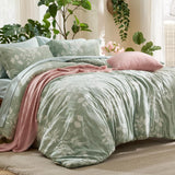 Queen Comforter Set - 7 Pieces Floral Sage Green GentleSoft Bedding Sets