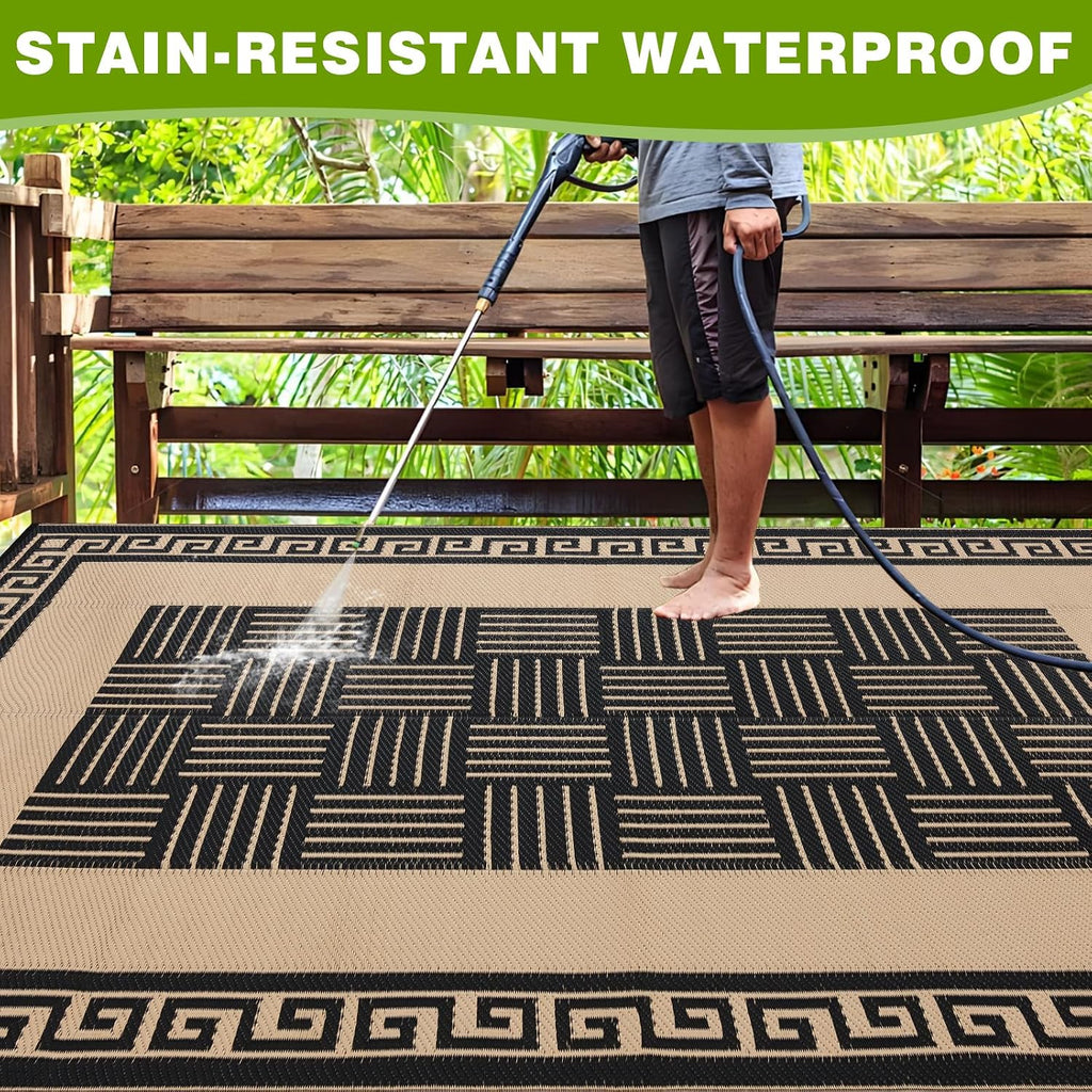 Outdoor Rug Waterproof, Reversible Outdoor Plastic Straw Rug
