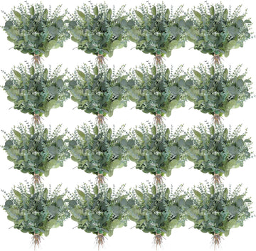 Artificial Eucalyptus Stems, 2 Styles Faux Greenery Leaves with Silver Dollar and Small Leaf Sprays - Set of 300