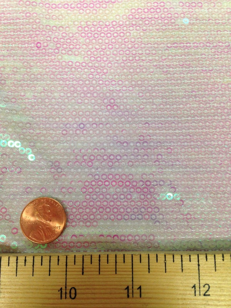 3mm Micro Mini Holographic Sequins on Stretch Polyester Spandex Jersey Fabric (Pearl White)