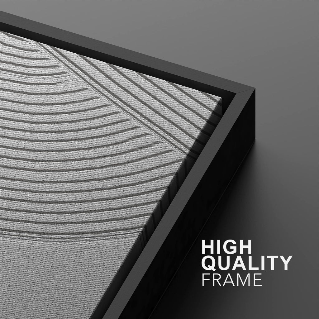 Framed Canvas Print Wall Art Set Geometric Duotone Gray Line Polygons Abstract Shapes Illustrations Modern Art