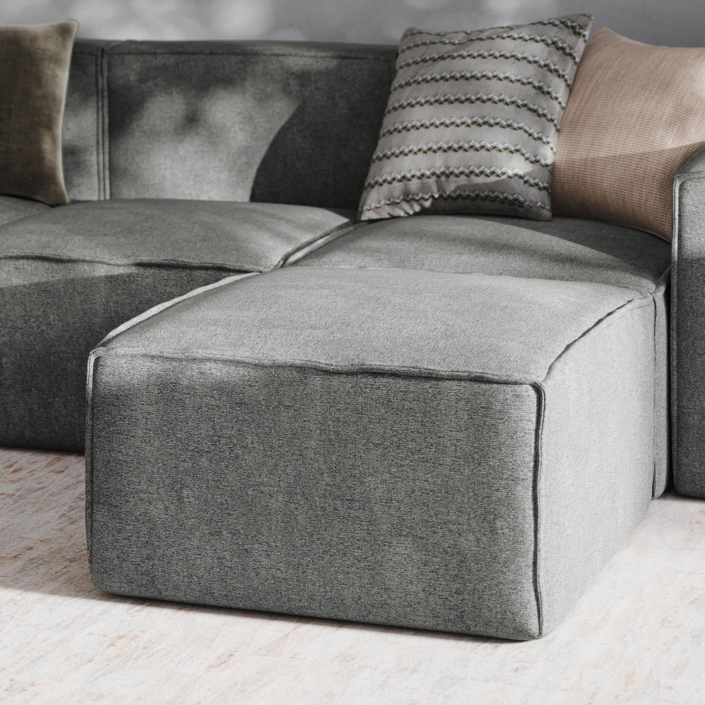 Dark Gray 30" Square Faux Leather Tufted Ottoman