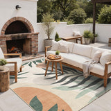 Outdoor & Indoor Area Rug 5'x8', Waterproof, Non-Shedding, Easy Cleaning, Leaf Mat for Patio, Living