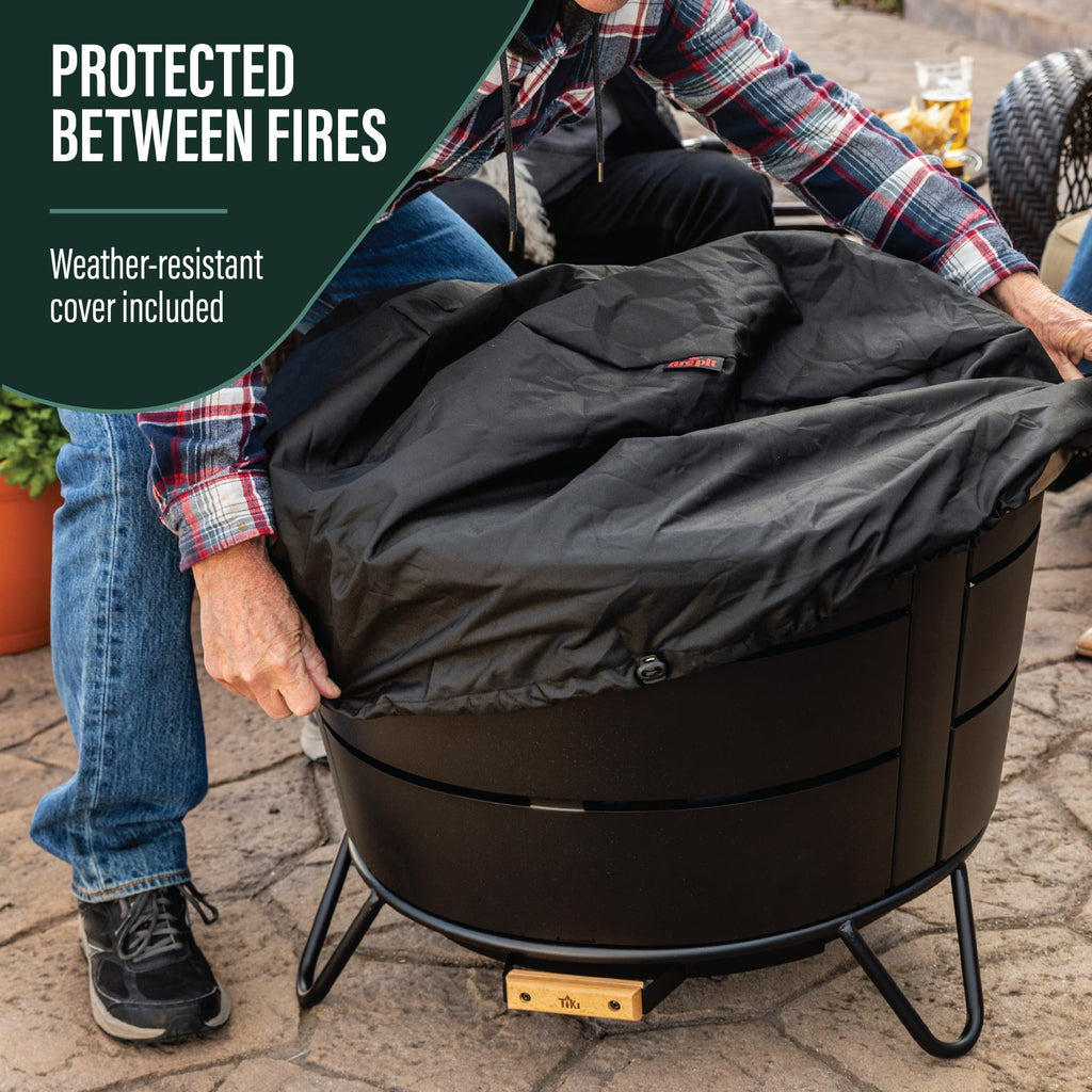Reunion 27.5-Inch Smokeless Outdoor Wood Burning Fire Pit with Cover