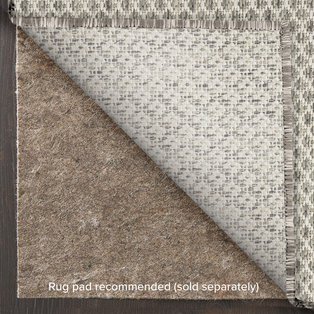 Courtyard 16' Runner Indoor/Outdoor Serged Edges Runner Ivory Silver