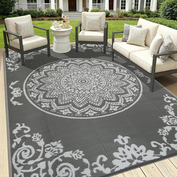 Outdoor Rug Waterproof, Reversible Outdoor Plastic Straw Rug, UV-Resistant Patio Rug Lightweight Portable RV