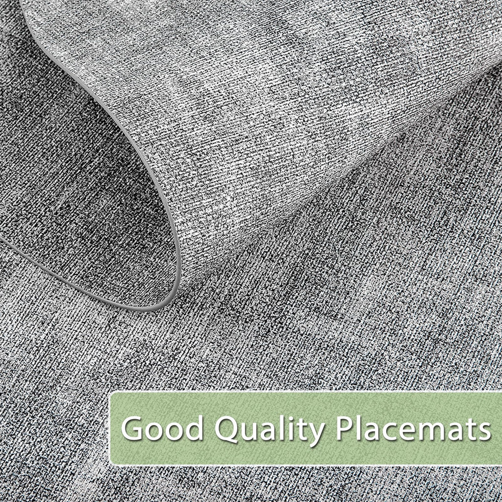 Faux Leather Oval Placemats Set of 4, Grey