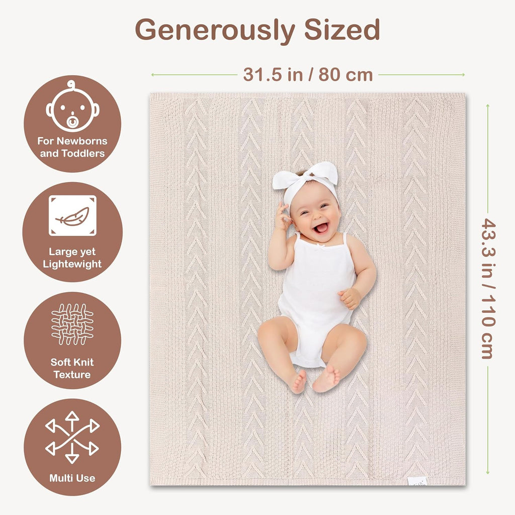 Organic Cotton Knit Baby Swaddle Blanket Infant & Toddler 31x43