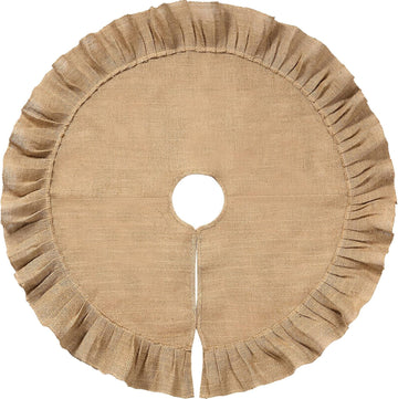 19.7" Christmas Tree Skirt Decor, Ruffled Burlap Tree Skirt, Linen