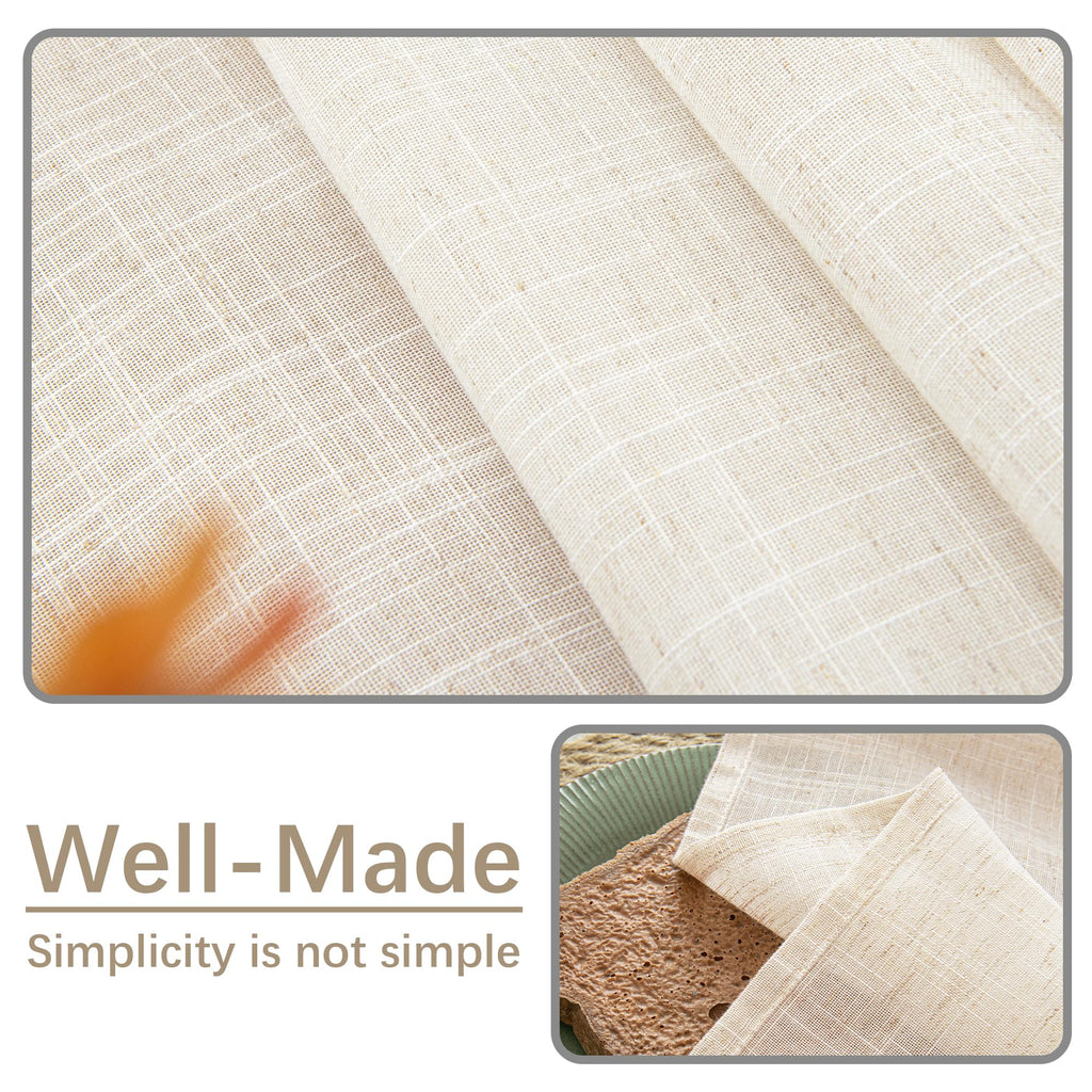 Natural Linen Textured Rectangle Tablecloth, Slubby Textured Lightweight Table Cloth 60 x 120 Inch, Water Resistant