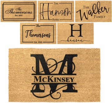 Personalized Welcome Doormat - Custom Name Front Door Mat, 18x30 | natural coconut coir, 3/4in thick, covered outdoor