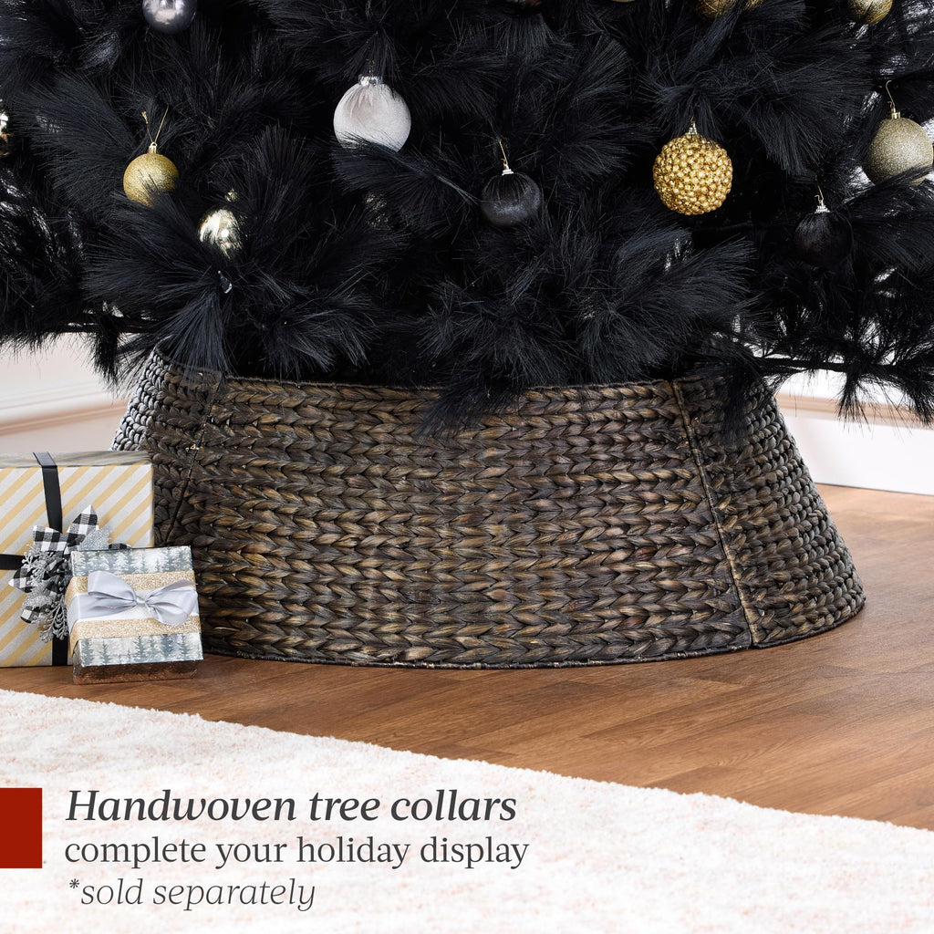 Artificial Black Pampas Christmas Tree, 6ft Premium Deluxe Unlit Pampas Grass Holiday Décor, Easy Assembly, Metal