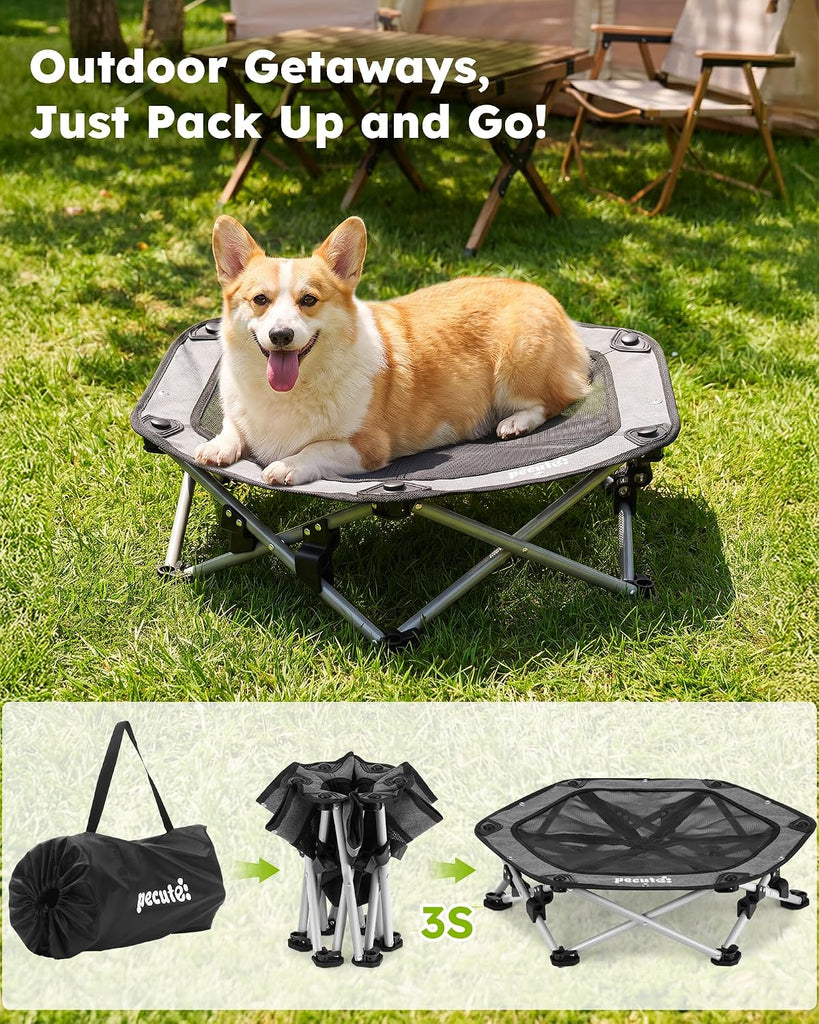 Raised Dog Bed with Cooling Mat, Elevated Pet Cot for Medium Dogs, L