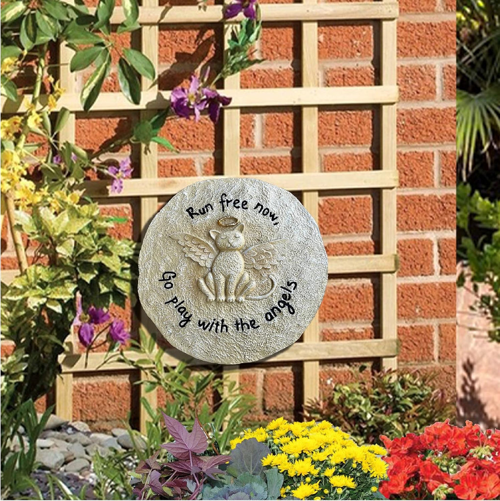 Pet Memorial Stone - Cat or Dog Grave Marker - Durable Waterproof Garden Memorial Stone for Indoor and Outdoor Use