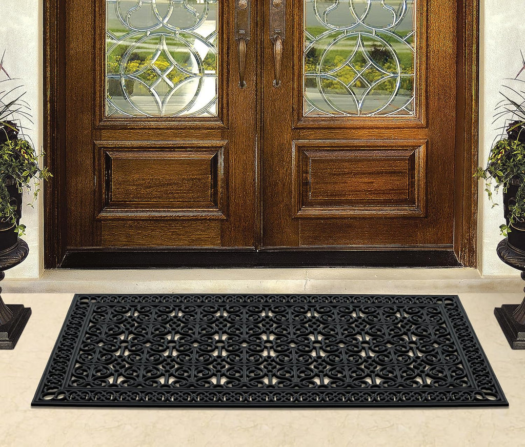 34-LB Heavy Duty Rubber Doormat 36"×72" - Won't Blow Away | Outside Front Door Mat, Mud Dirt Scraper, Non-Slip
