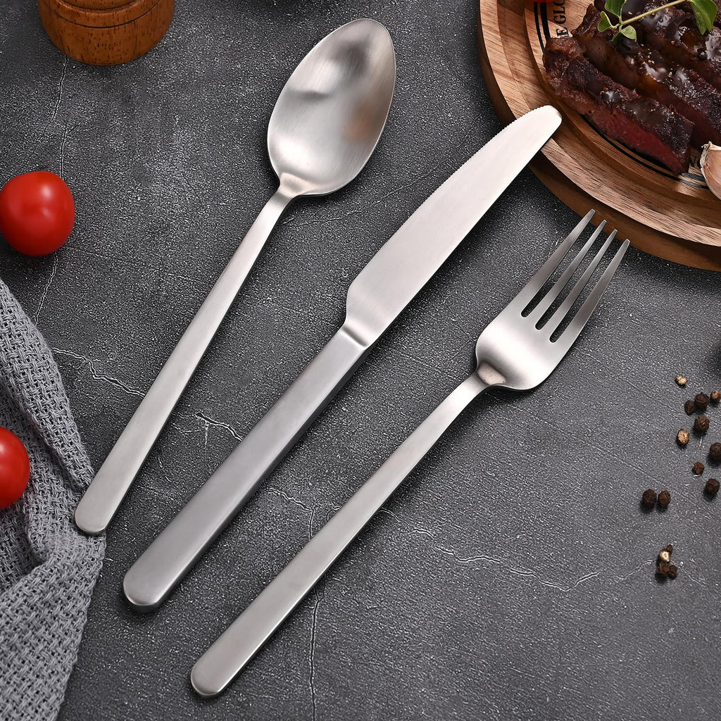 Matte Silver 30-Piece Forged Flatware Set for 4, 18/10 Stainless Steel