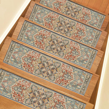 Non Slip Stair Treads for Wooden Steps, 4 Pack 8"x30" Washable Carpet