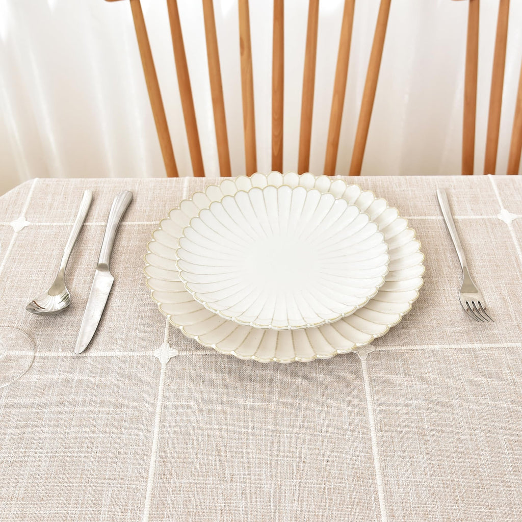 Farmhouse Embroidered Plaid Oval Tablecloth 52 x 70 Inch