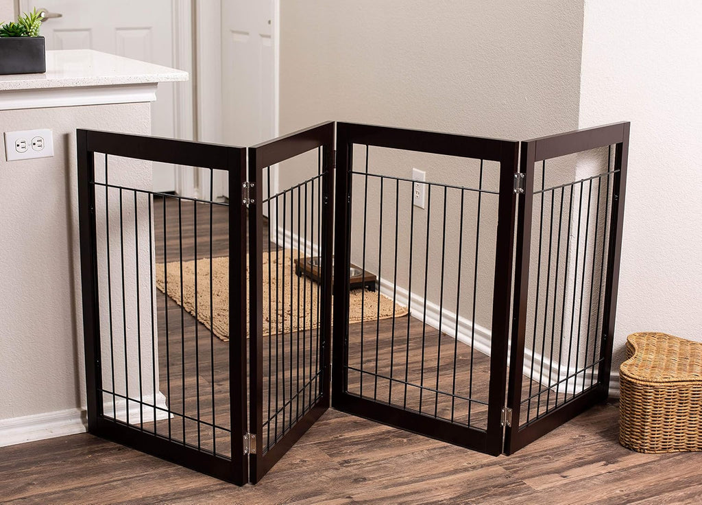 Traditional Wire Dog Gate - 4 Panel - 30" Tall - Espresso